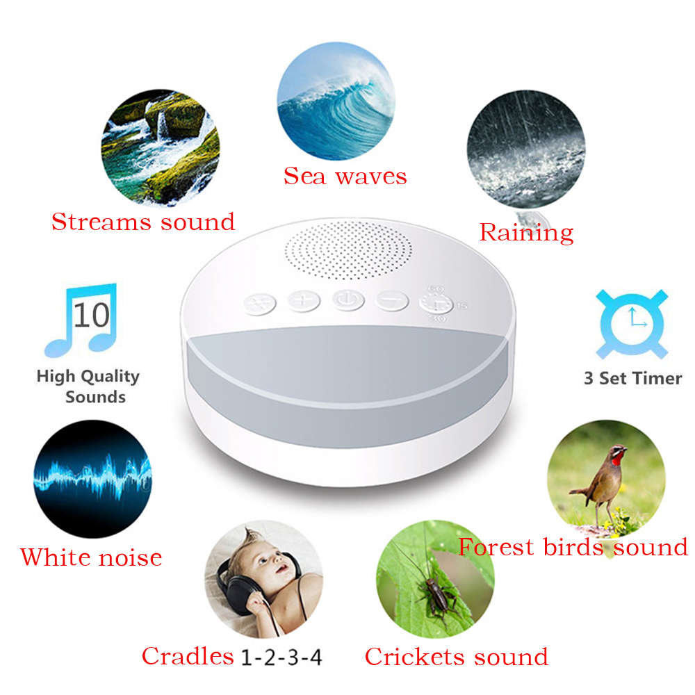 Portable White Noise Sleeping Aid Instrument with 10 Soothing Sounds Music
