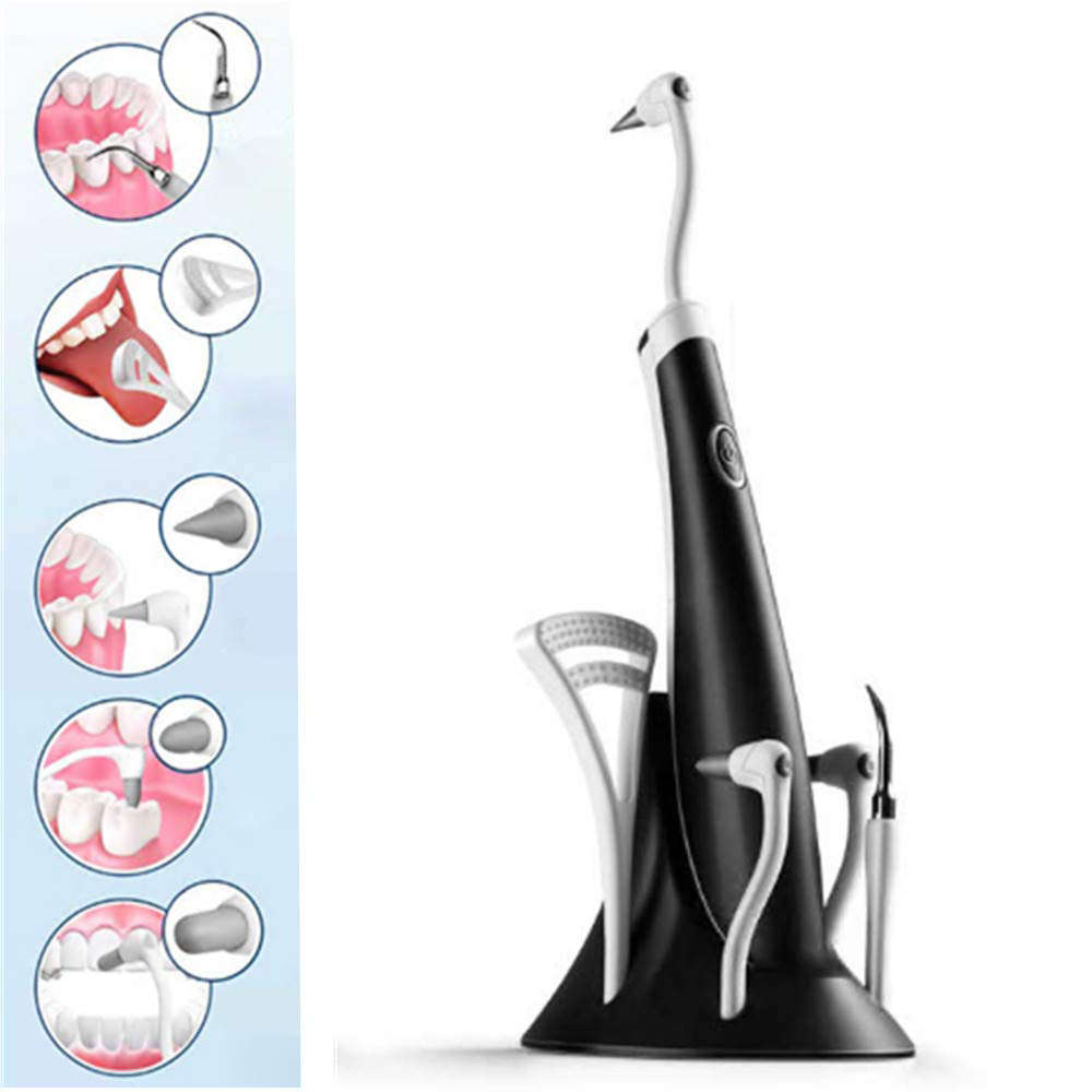 Acoustic Vibration Light Guide Electric Dental Calculus Remover-Black