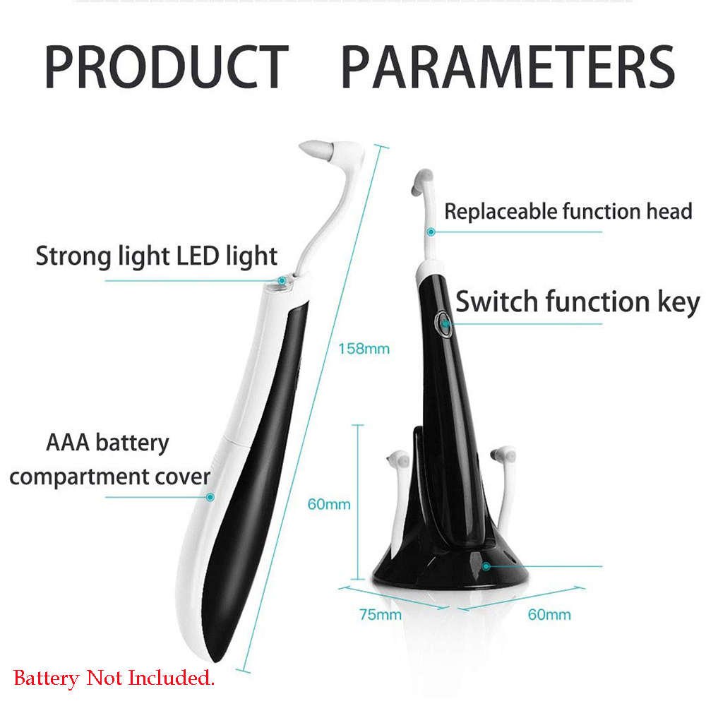 Acoustic Vibration Light Guide Electric Dental Calculus Remover-Black