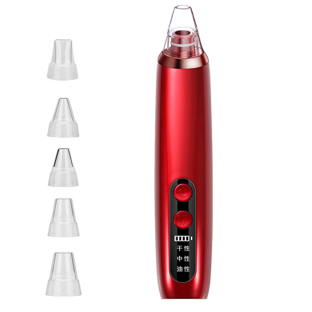 Electronic Blackhead Remover Vacuum Cleaner with 6 Sucker Heads-Red