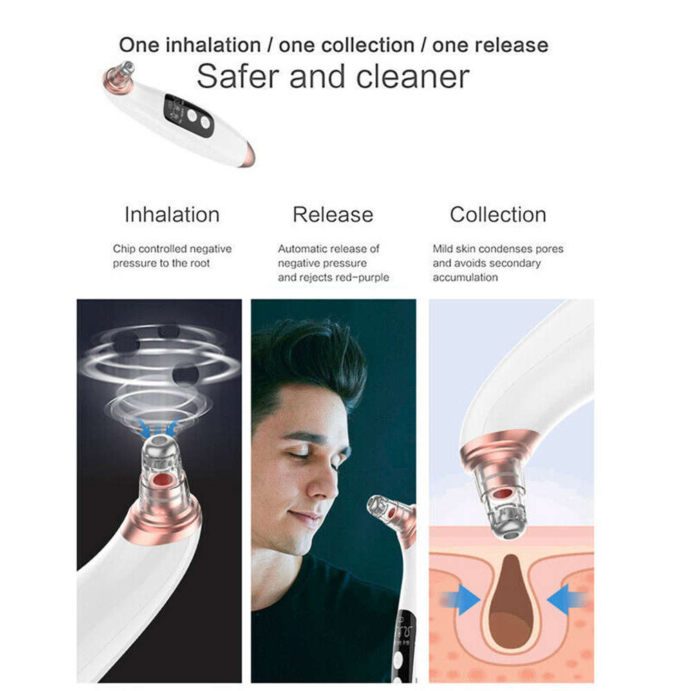 Electronic Blackhead Remover Vacuum Suction Cleaner with 6 Sucker Heads