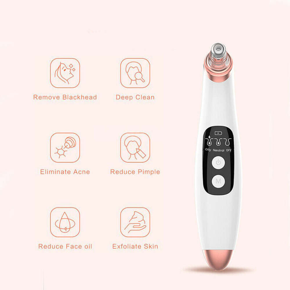 Electronic Blackhead Remover Vacuum Suction Cleaner with 6 Sucker Heads