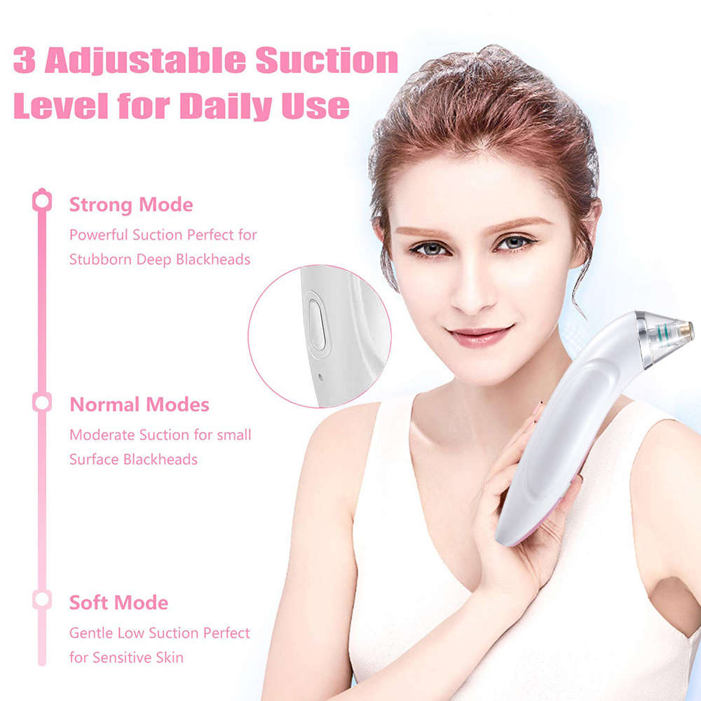 3 Levels Electronic Blackhead Remover Vacuum Cleaner with 4 Probe-White