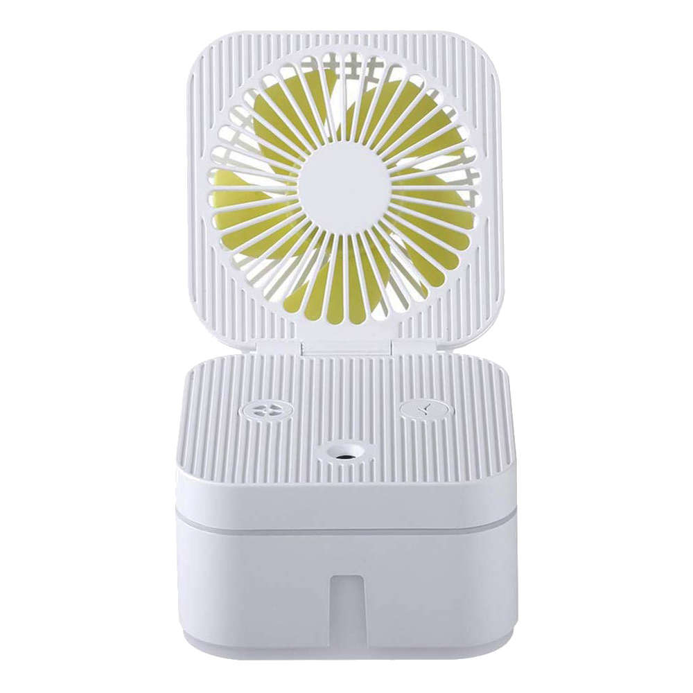 Portable 2-In-1 Mini Desk USB Magic Cube Fan Humidifier - White