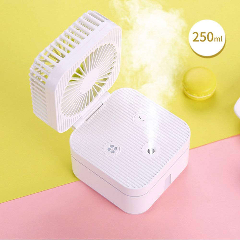 Portable 2-In-1 Mini Desk USB Magic Cube Fan Humidifier - White
