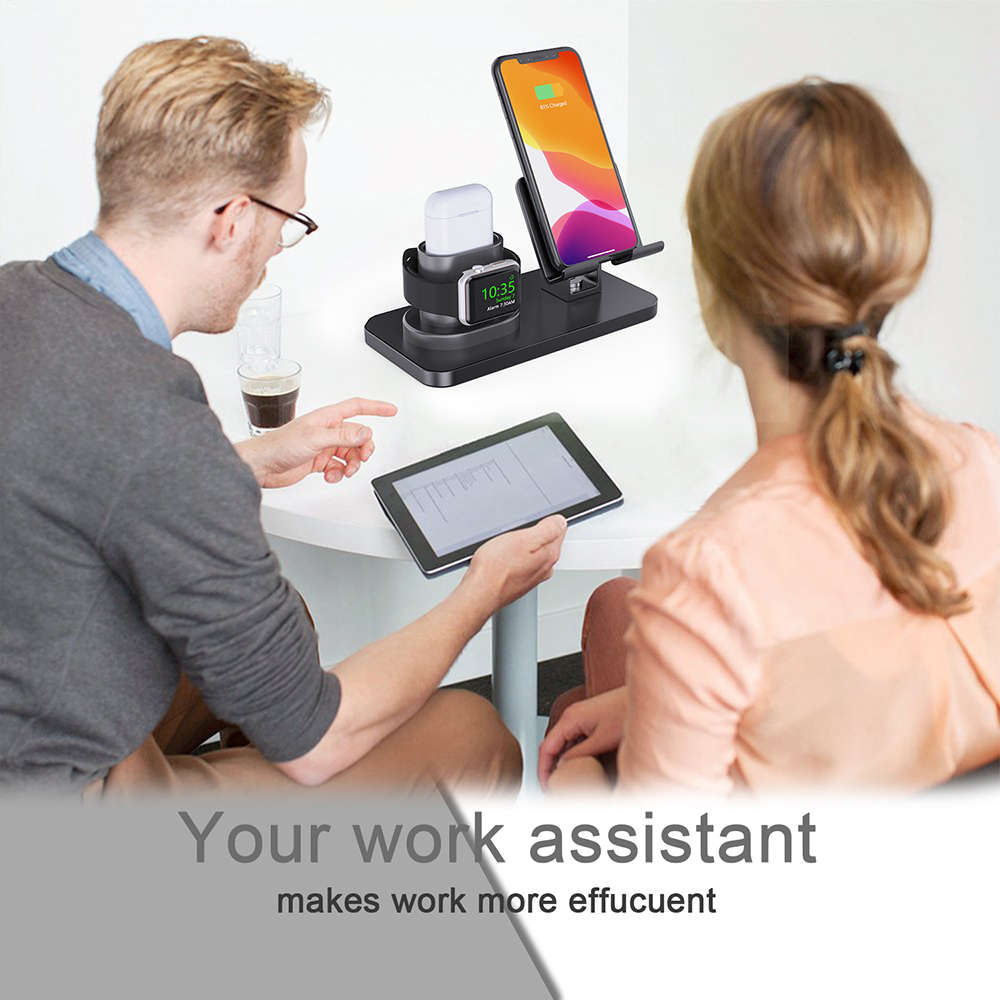 3 in 1 Charging Station for AirPods, iWatch Series & iPhone-Black