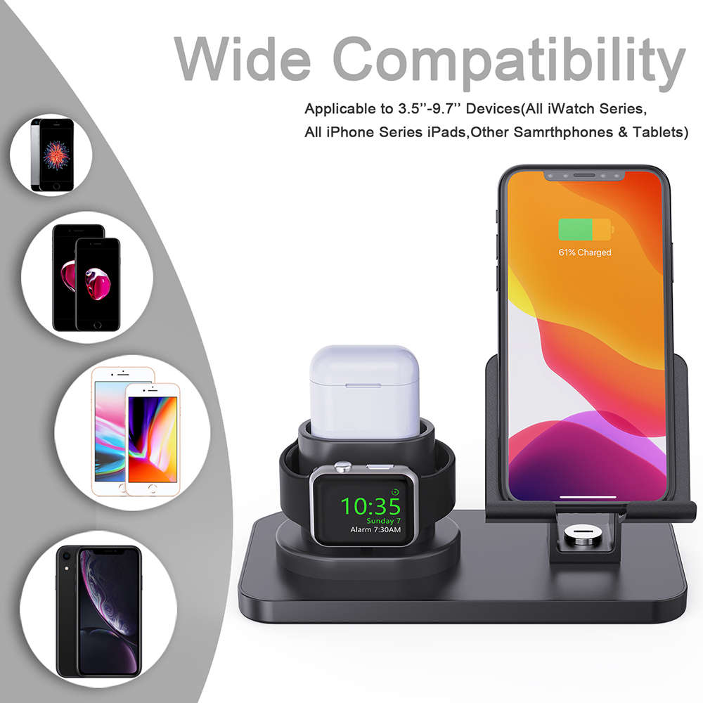 3 in 1 Charging Station for AirPods, iWatch Series & iPhone-Black