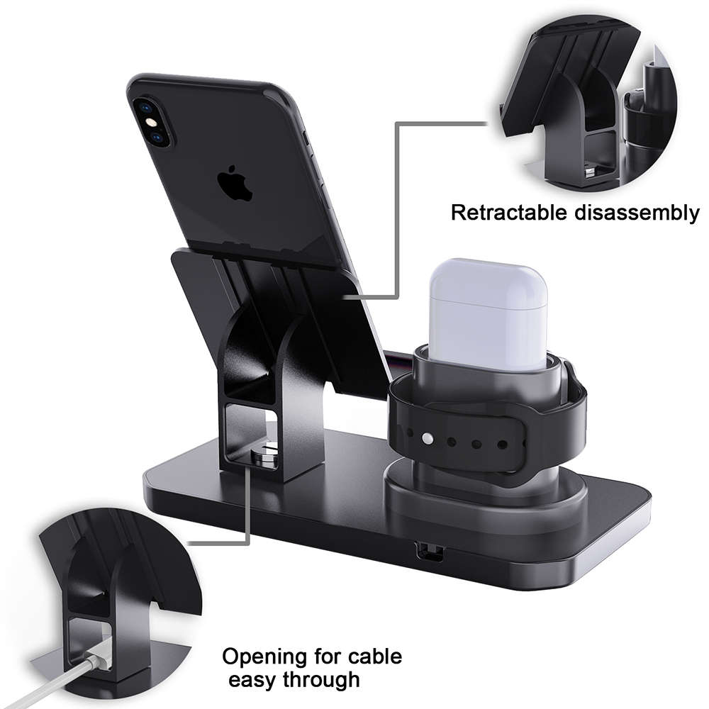 3 in 1 Charging Station for AirPods, iWatch Series & iPhone-Black