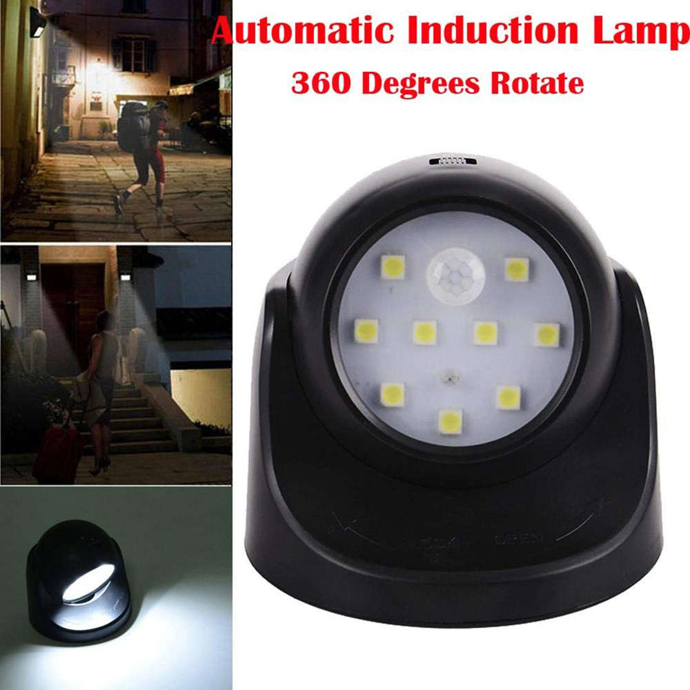 360° Rotation LED Motion Sensor Light - Black