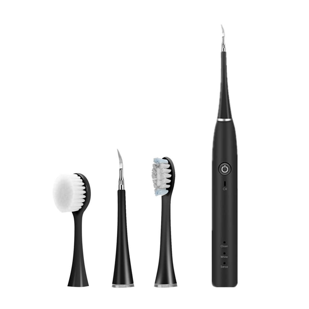 3 in 1 Waterproof Electric Ultrasonic Teeth Cleaner Kit-Black