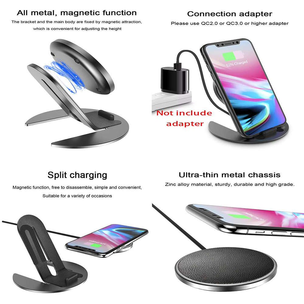 2 in 1 Detachable 15w Fast Charging Wireless Charger Dual-Use Bracket