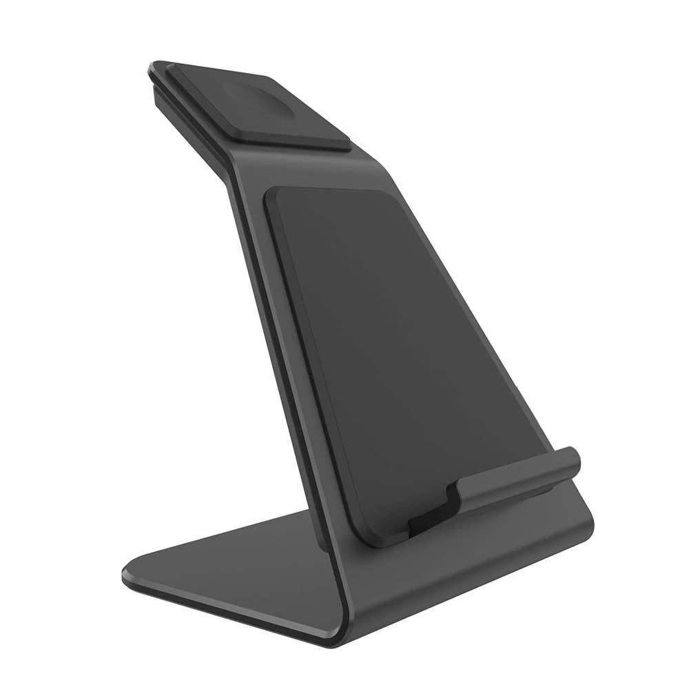 2-in-1 Wireless Charging Dock Station for iPhones & iWatches-Black
