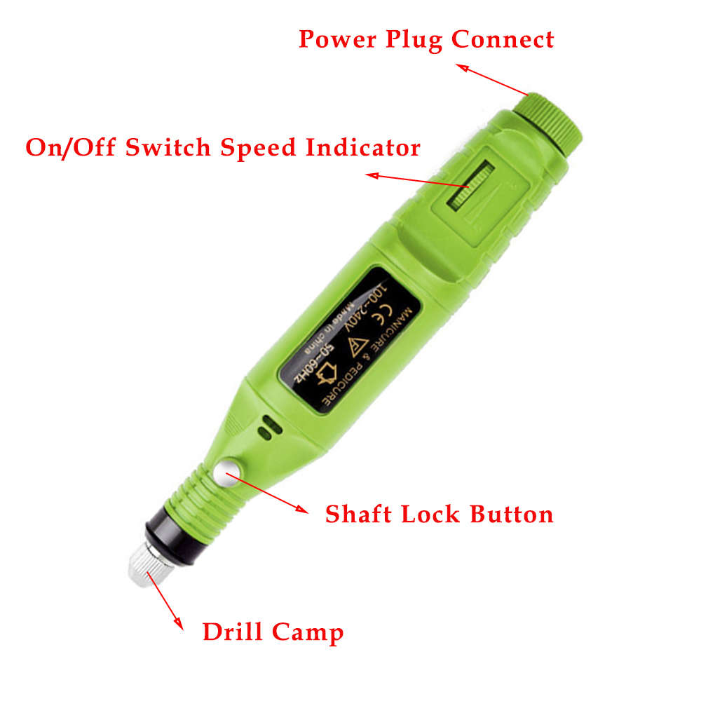 Professional Pen Shape Electric Manicure Pedicure Drill Machine - Green