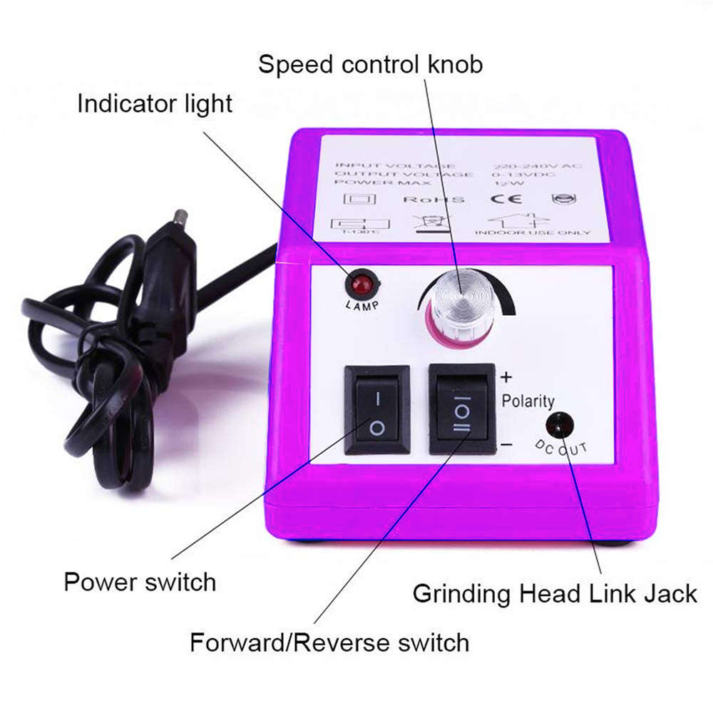 Professional Electric Nail Art Salon Drill Machine Kit Set - Purple