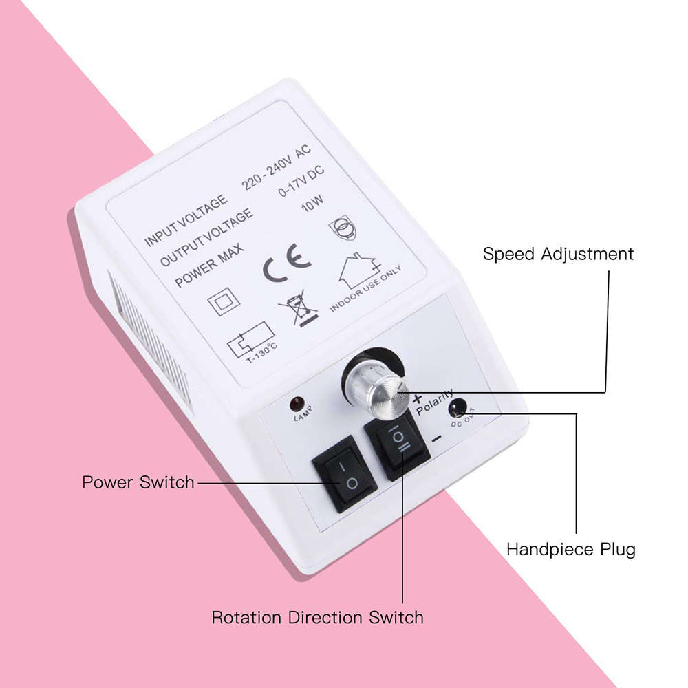 Professional Electric Nail Art Salon Drill Machine Kit Set - White
