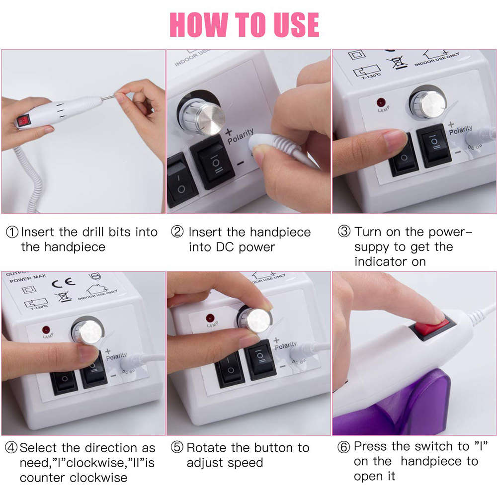 Professional Electric Nail Art Salon Drill Machine Kit Set - White