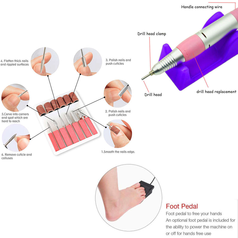 Professional Electric Manicure File Nail Drill Machine Kit Set