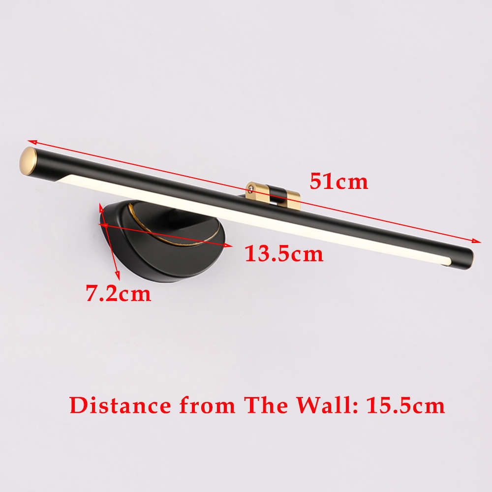 51cm 12 Watt 240° Rotation LED Wall Bathroom Mirror Front Light - Black