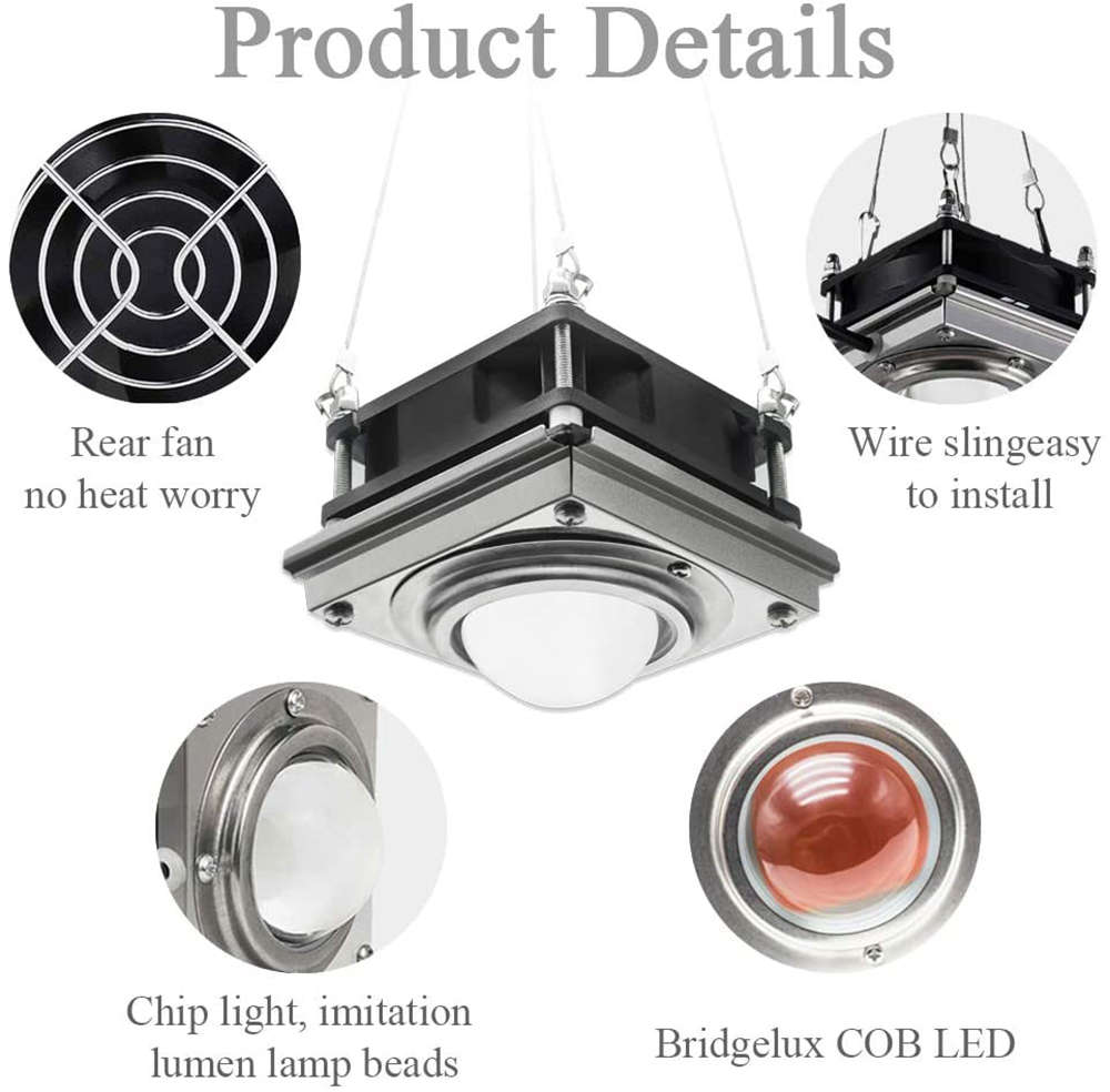 LED Full Spectrum Grow Light for Indoor Plants with Rear Fan Hooks