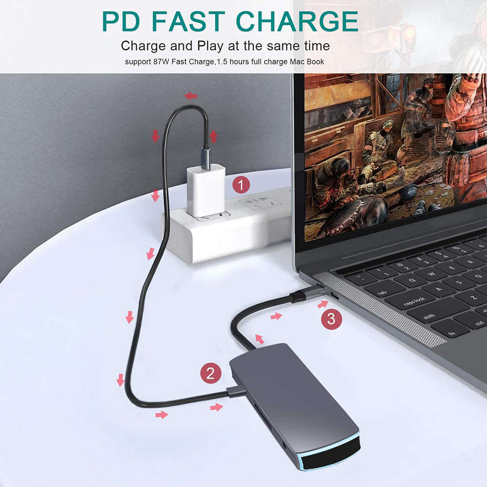 15-in-1 USB-C Hub Laptop Docking Station & Wireless Charger