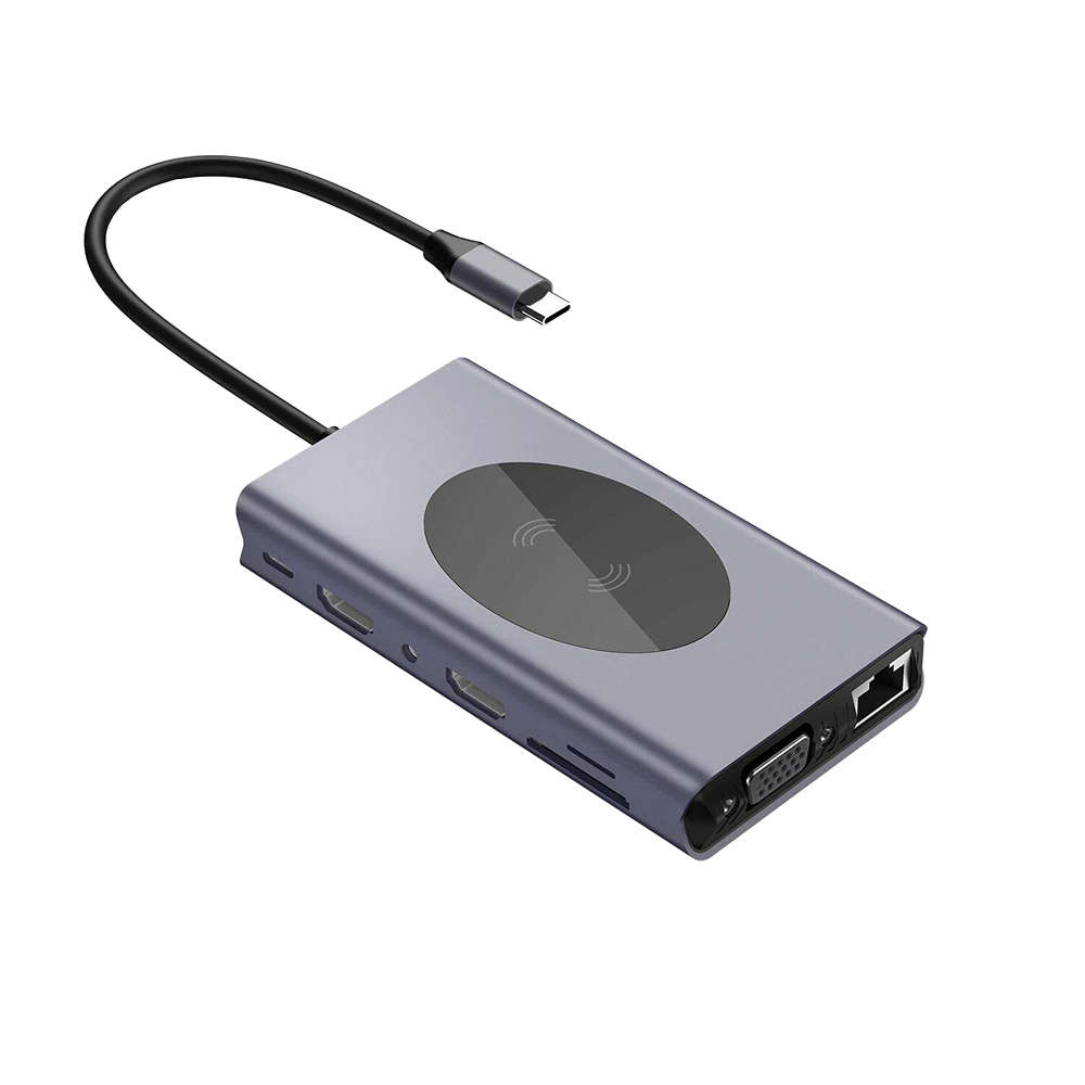 14-in-1 USB-C Hub Laptop Docking Station & Wireless Charger