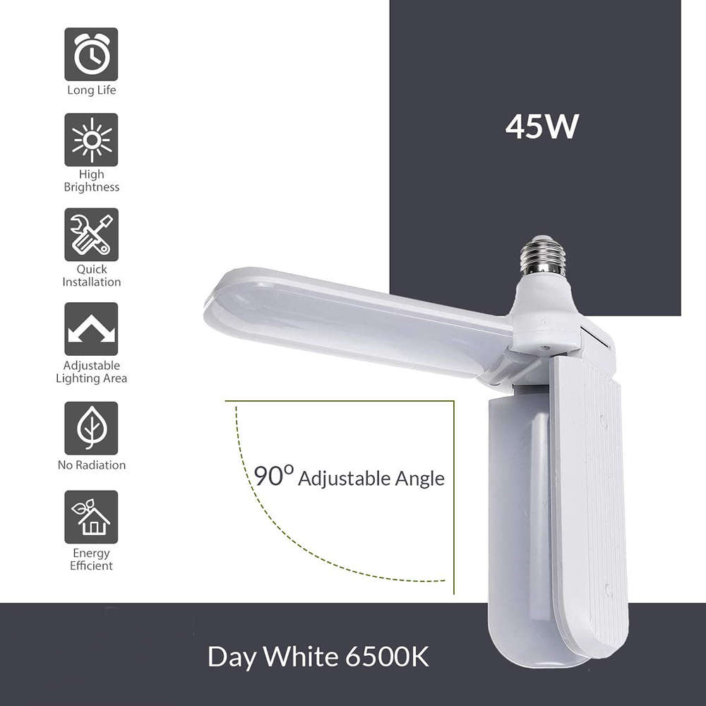 45 Watt 3 Leaves Foldable LED Indoor Garage Light for Home Roof Workshop