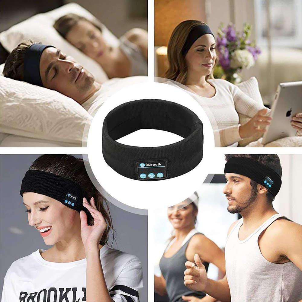 Wireless Bluetooth 5.0 Sports Stereo Run Headband Headphones - Black