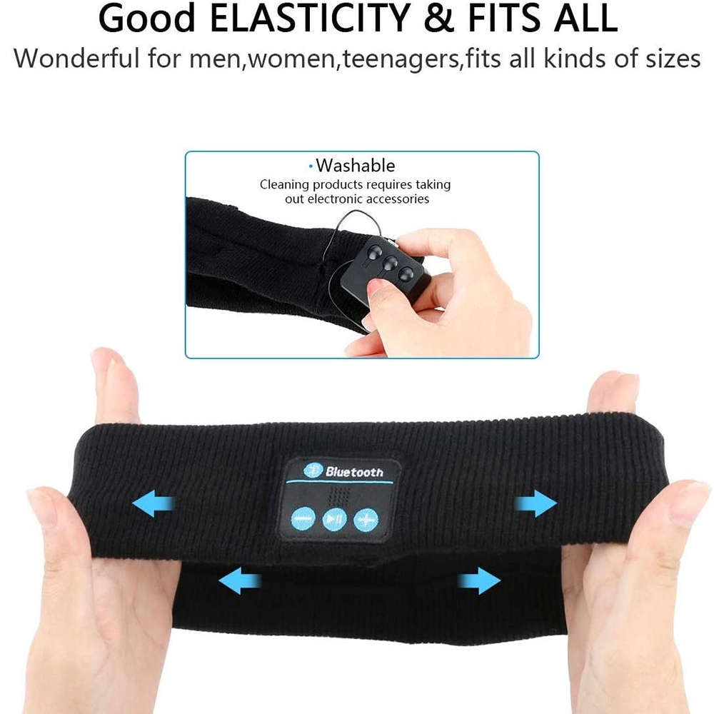 Wireless Bluetooth 5.0 Sports Stereo Run Headband Headphones - Black