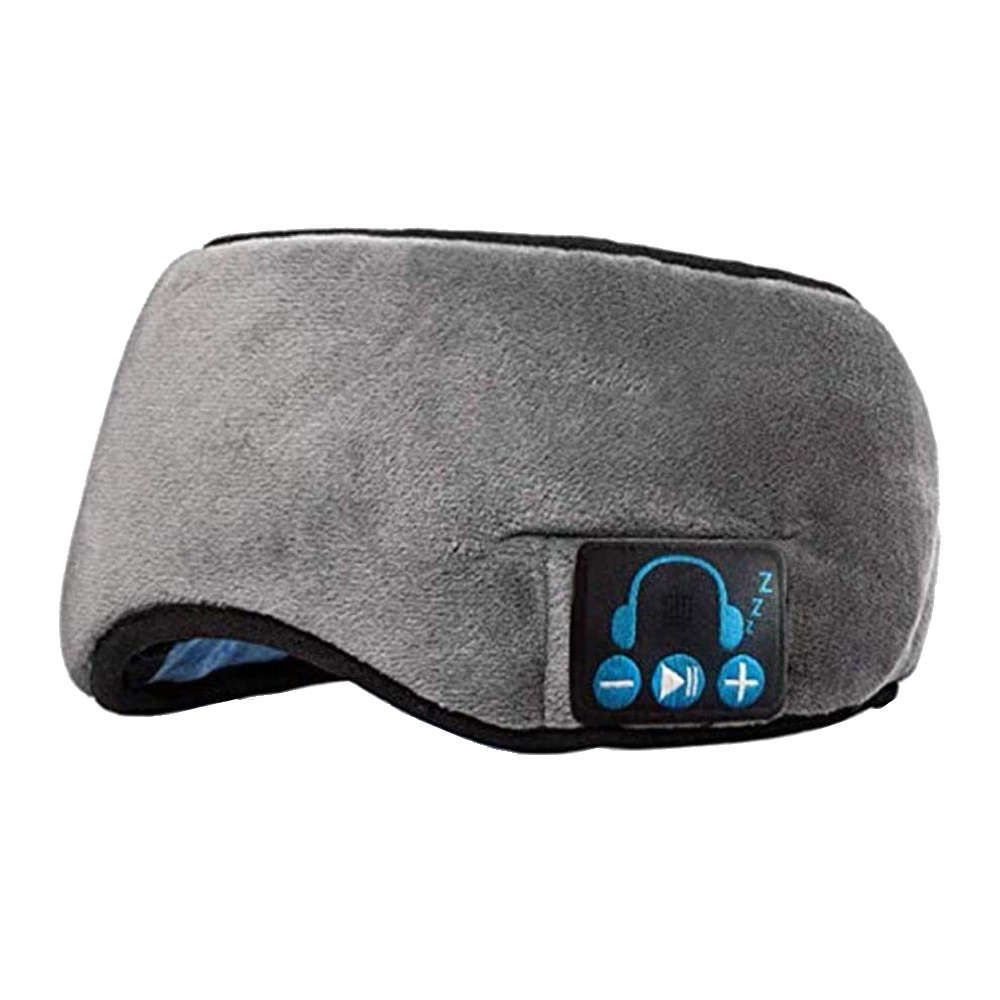Adjustable Soft Cotton Sleep Eye Mask with Bluetooth Headphone - Gray