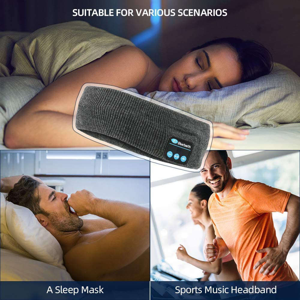 Wireless Bluetooth 5.0 Sports Stereo Run Headband Headphones - Dark Gray