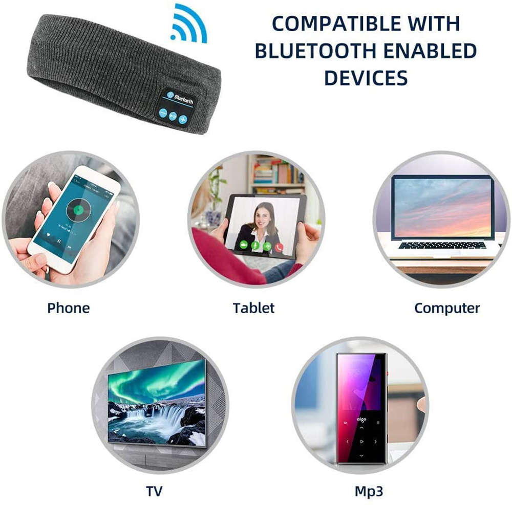 Wireless Bluetooth 5.0 Sports Stereo Run Headband Headphones - Dark Gray