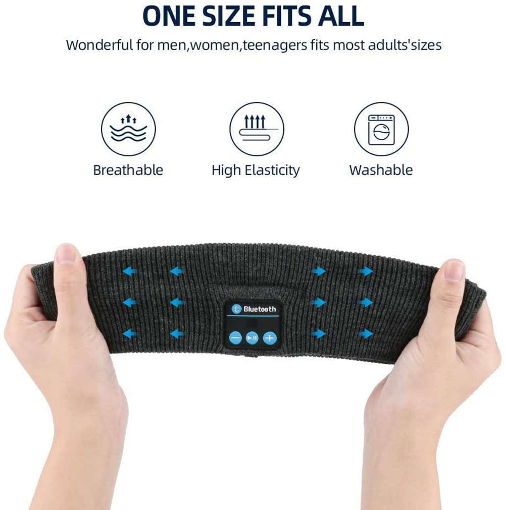 Wireless Bluetooth 5.0 Sports Stereo Run Headband Headphones - Dark Gray