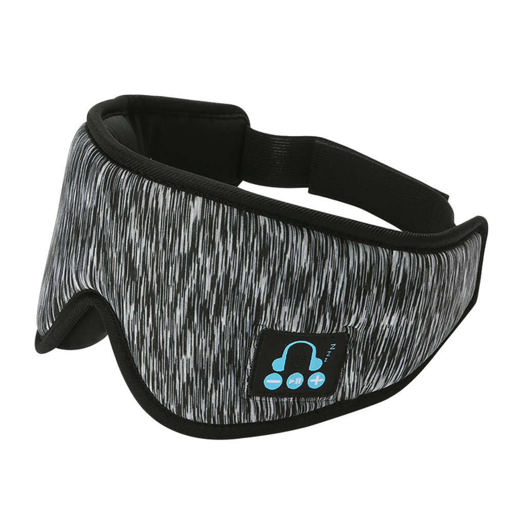 Breathable 3D Soft Cotton Sleep Eye Mask with Bluetooth Headphone - Gray