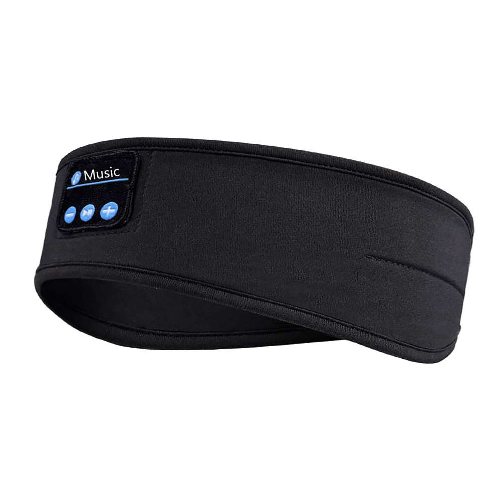 Bluetooth Sports Headband Headphones with Built-in Thin Speaker - Black
