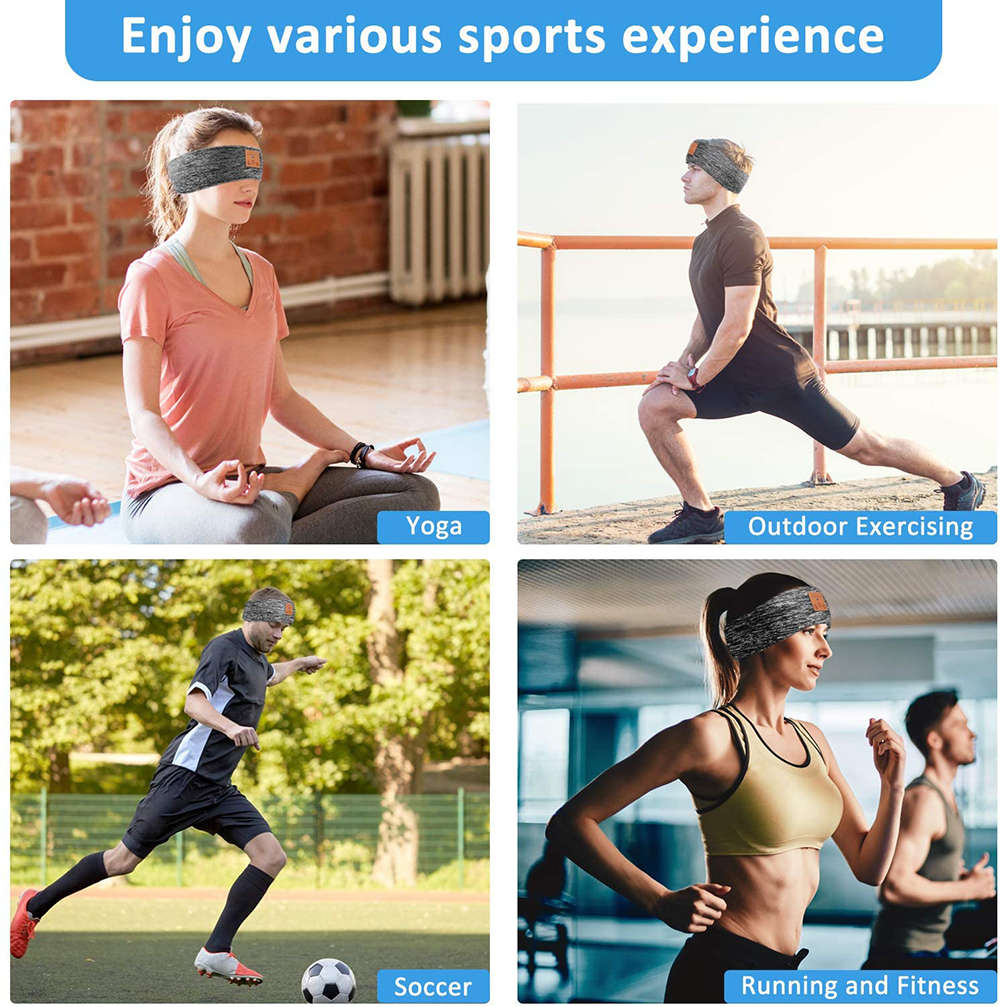 Sleep Headphones Bluetooth Headband with Ultra-Thin Stereo Speaker - Gray