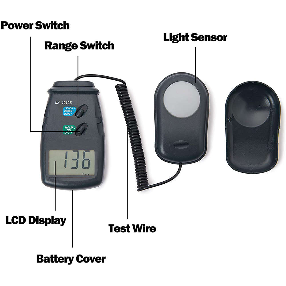 Portable Handheld Digital Luxmeter Light Meter with LCD Display