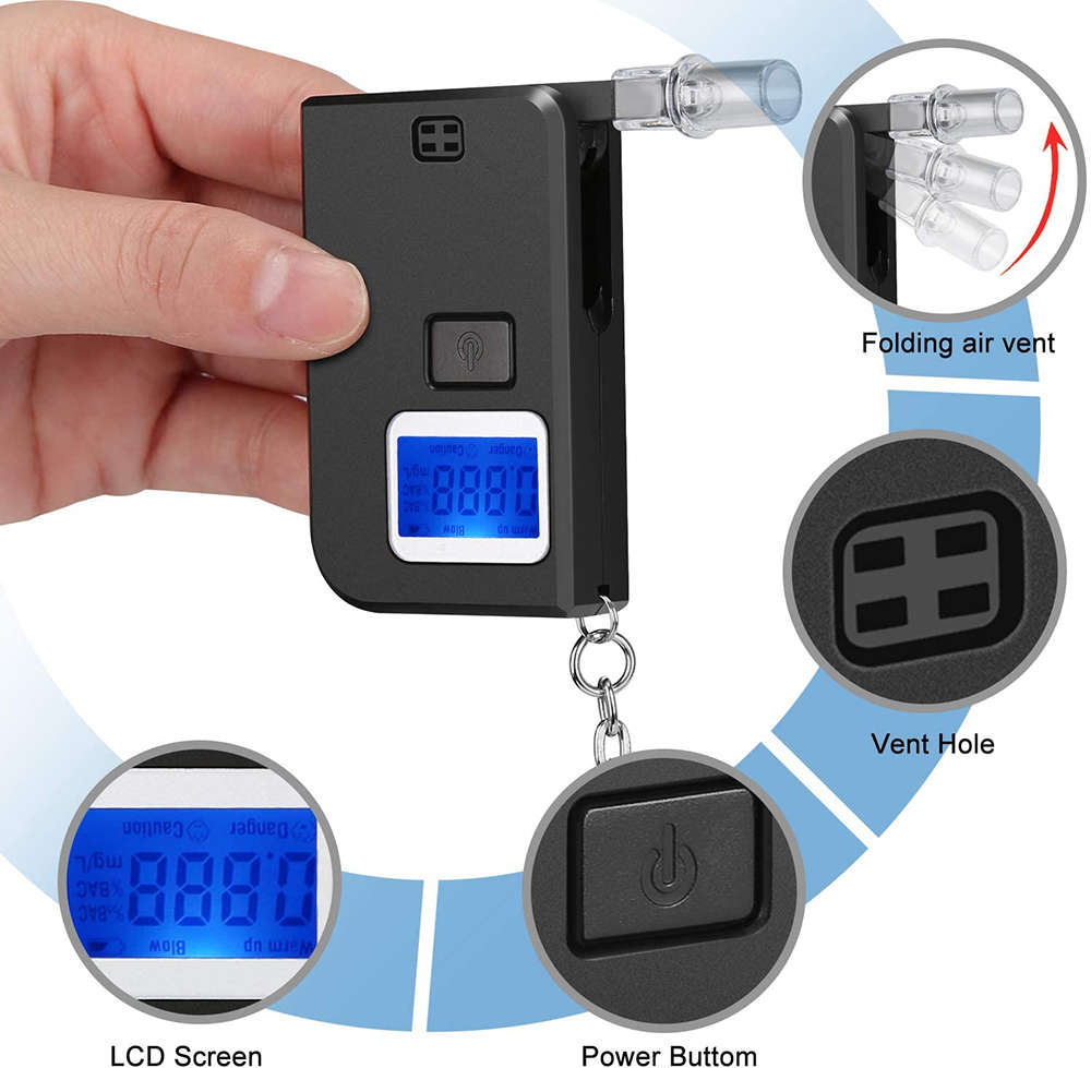 Portable Professional Breath Alcohol Detector with Digital LCD Display