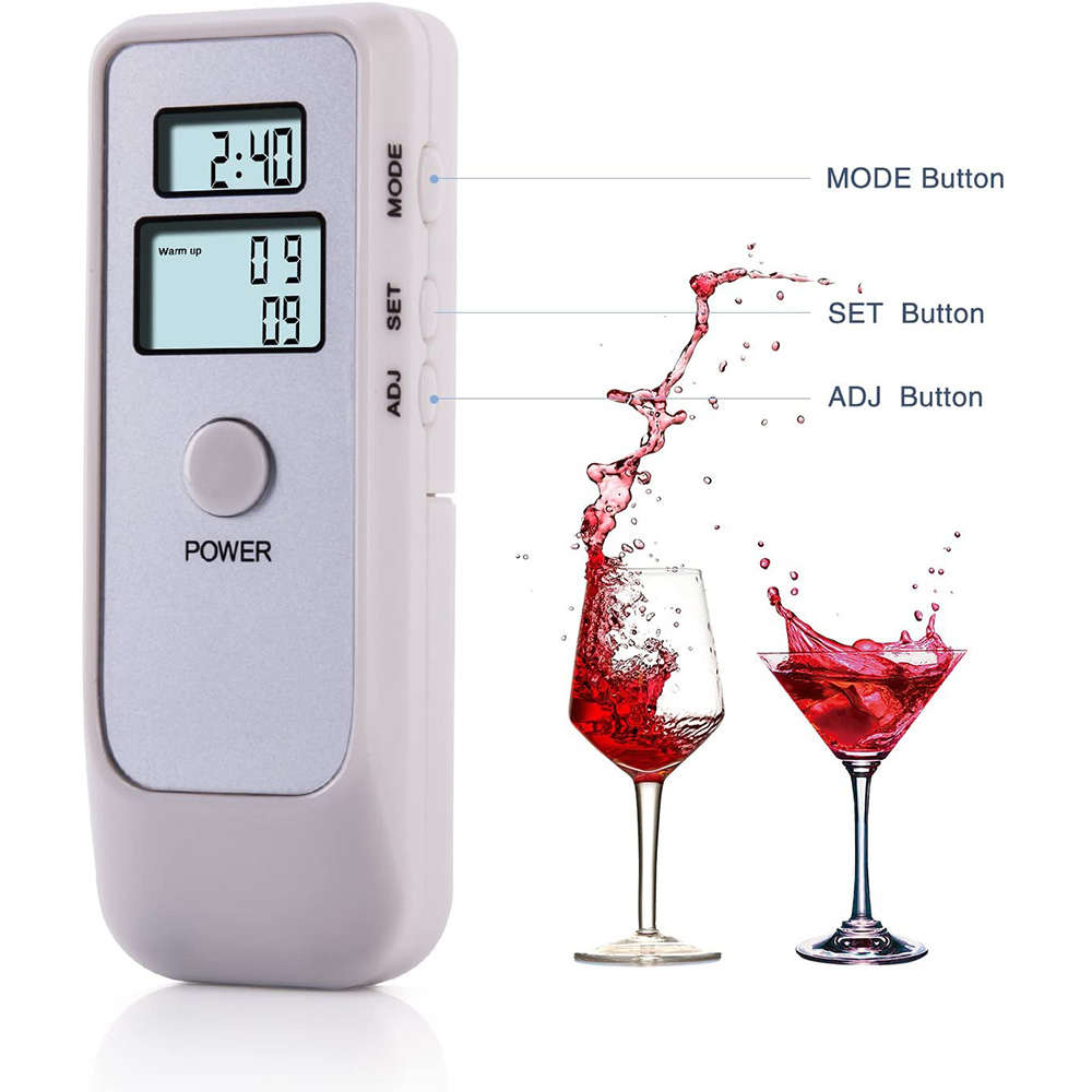 Portable Handheld Dual LCD Display Digital Alcohol Tester with Clock