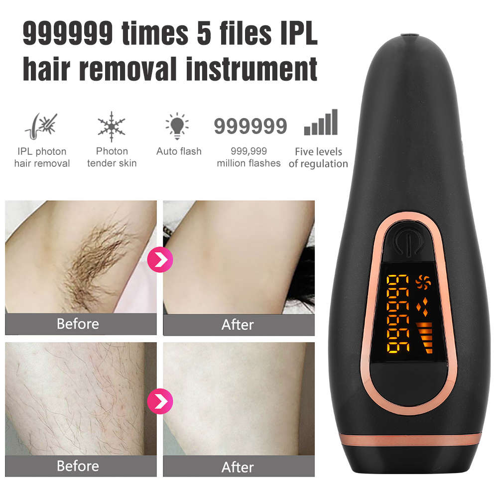 Professional 999999 Flash LCD Display IPL Hair Removal Machine - Black