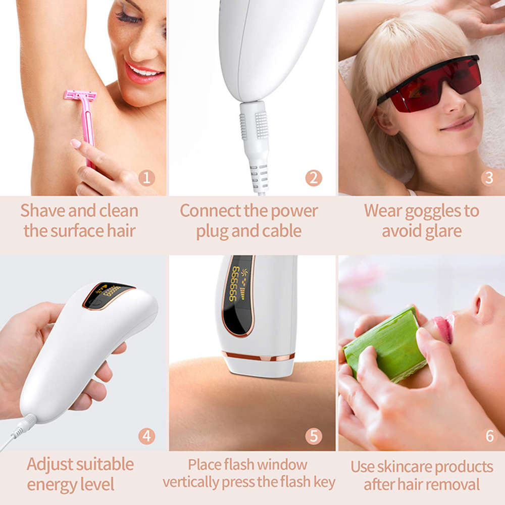 Professional 999999 Flash LCD Display IPL Hair Removal Machine - White