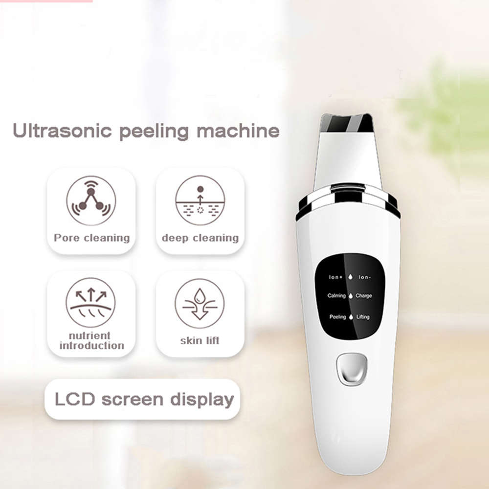 Ultrasonic Skin Scrubber Deep Face Cleaning Machine Peeling Shovel - White