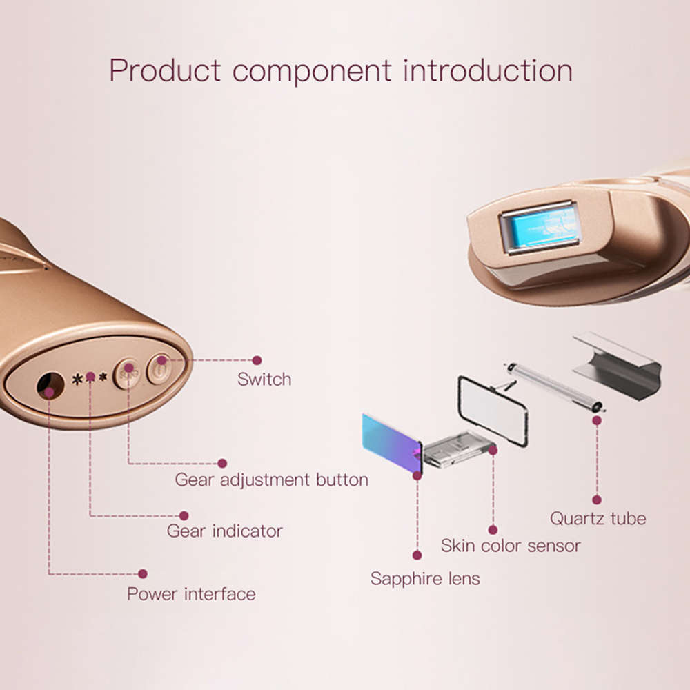 Professional 200000 Flashes IPL Laser Epilator Lady Hair Removal - Gold