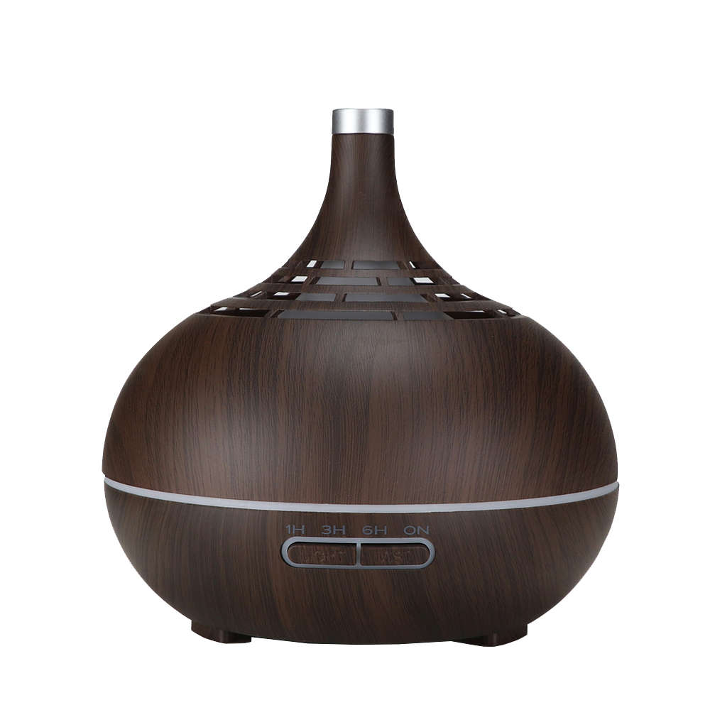 400ML Essential Oil Diffuser With 7 Color Light & Remote Control-Dark Wood