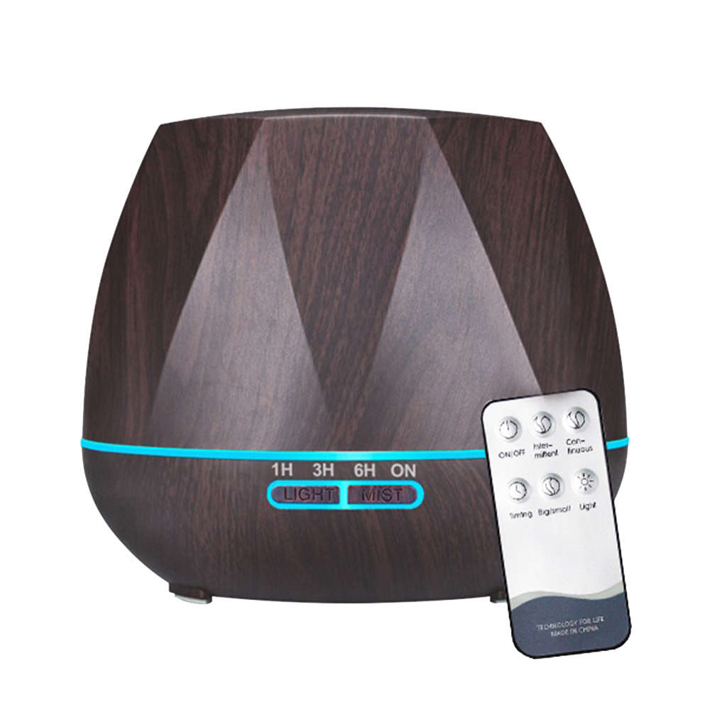550ml Essential Oil Aroma Diffuser With 7 Color Light - Dark Wood Grain