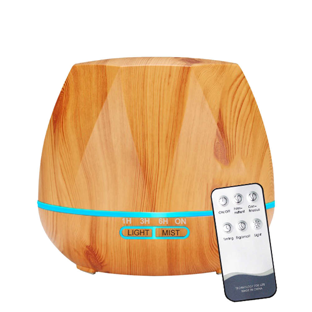 550ml Essential Oil Aroma Diffuser With 7 Color Light - Light Wood Grain