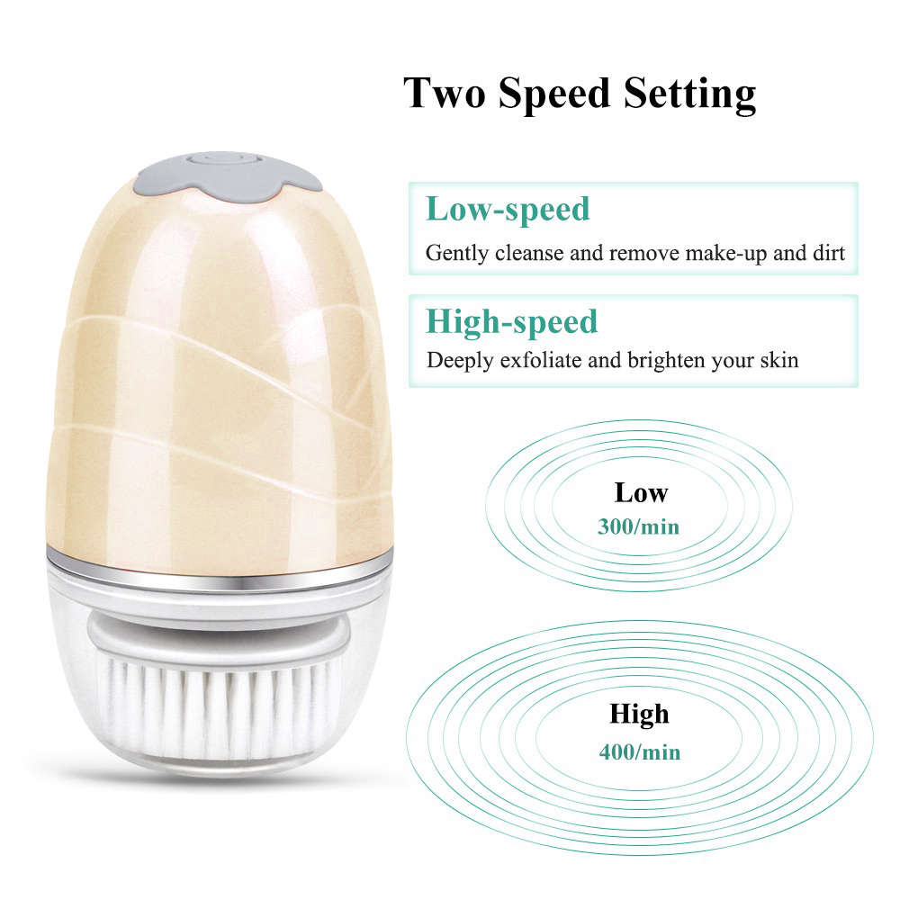 360° Rotary 3 In 1 Electric Soft Facial Cleansing Brush - Gold