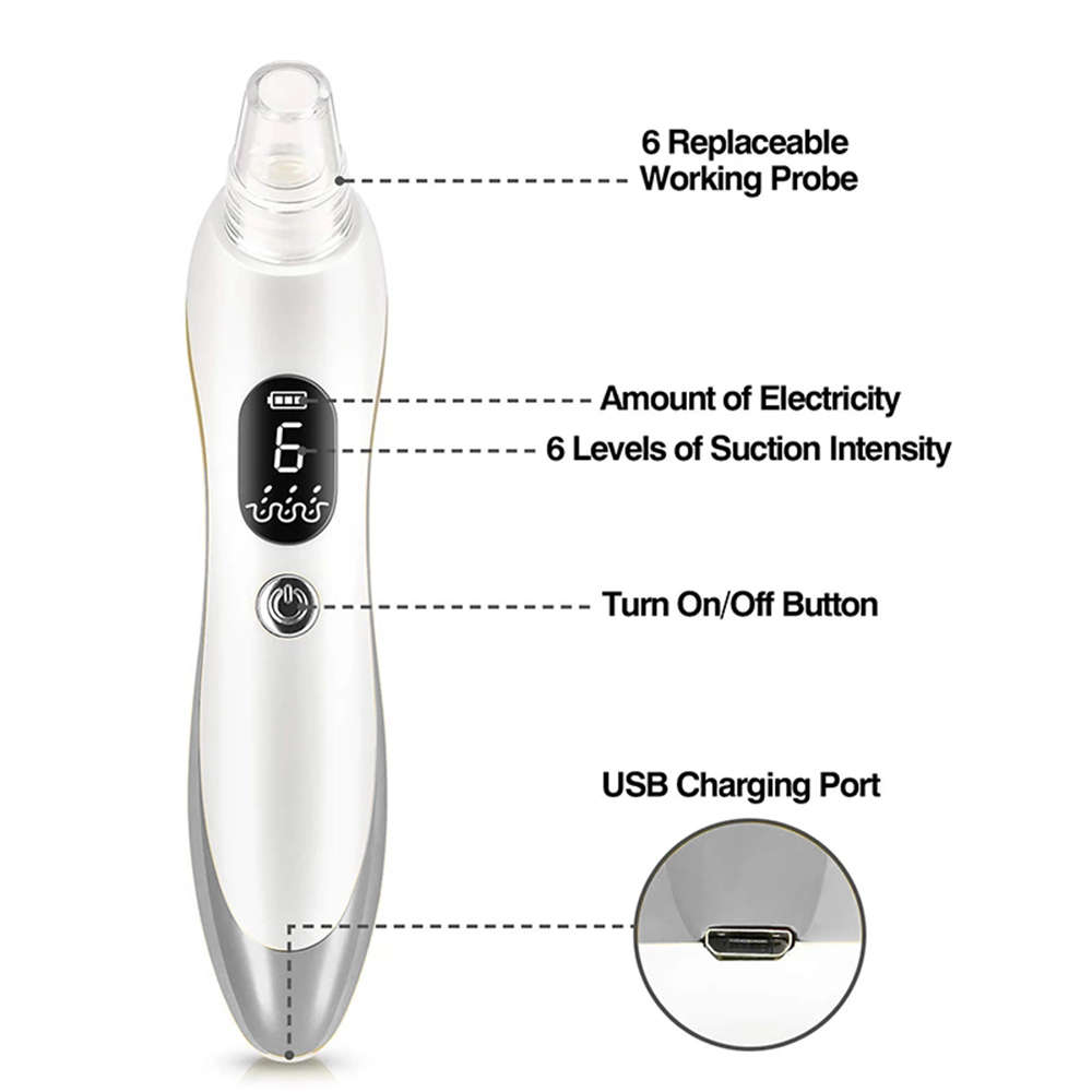 Electric Pore Vacuum Acne Comedone Extractor Kit with 6 Levels - Gray