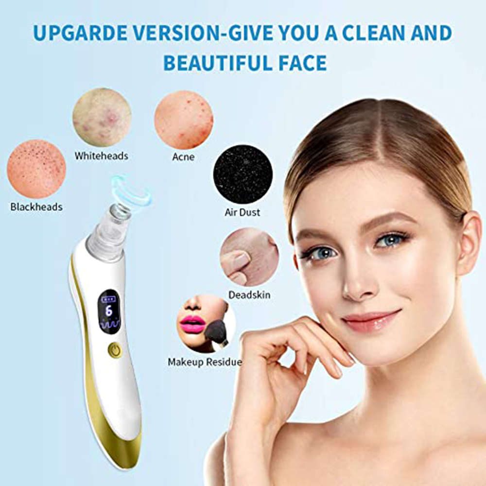 Electric Pore Vacuum Acne Comedone Extractor Kit with 6 Levels - Gold