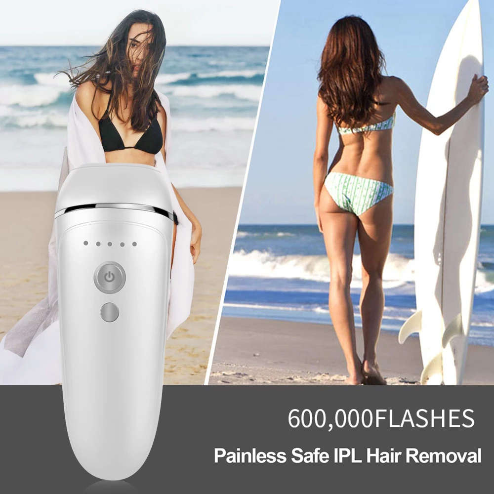 Professional 600,000 Flashes Painless IPL Hair Remover Machine - White