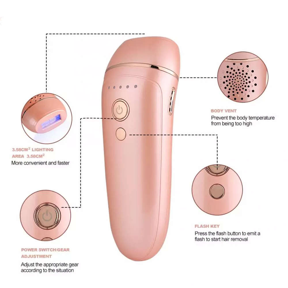 Professional 600,000 Flashes Painless IPL Hair Remover Machine - Pink